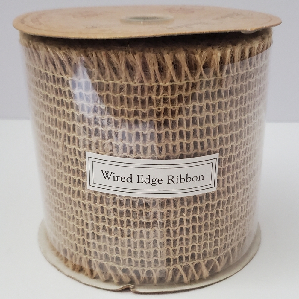 Natural Tan Wired Edge Ribbon